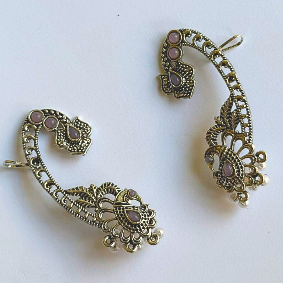 Heritage Oxidized Earcuff Pair in Lavender Accents