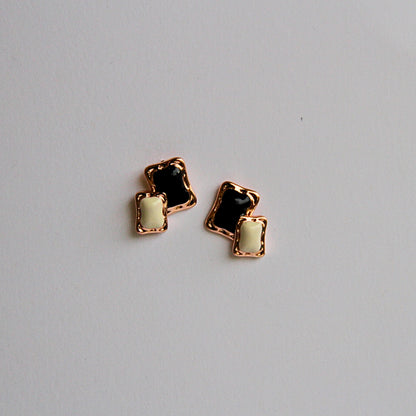 Two-Tone Enamel Studs in Gold Frame
