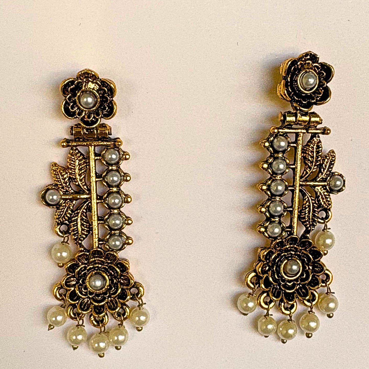 Gold-Toned Vintage Floral Earrings – NainNaksh Edit