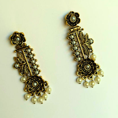 Gold-Toned Vintage Floral Earrings – NainNaksh Edit