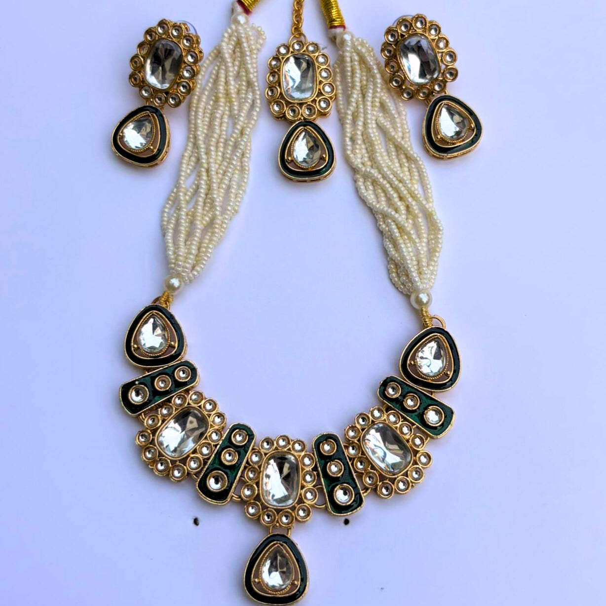 Statement Kundan & Pearl Choker Set (neckpiece, earring, maang tikka) – NainNaksh Edit