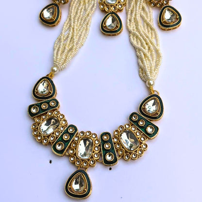 Statement Kundan & Pearl Choker Set (neckpiece, earring, maang tikka) – NainNaksh Edit