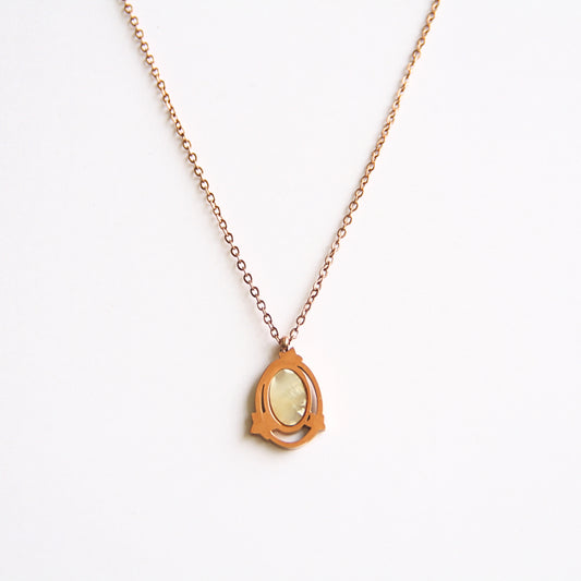 Vintage-Inspired Rose Gold Tone & Mother-of-Pearl Pendant Necklace