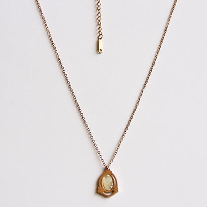 Vintage-Inspired Rose Gold Tone & Mother-of-Pearl Pendant Necklace