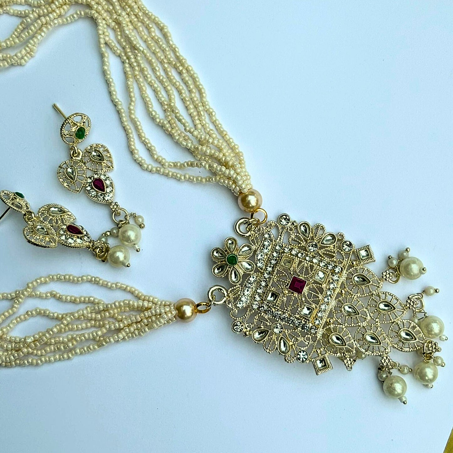 Traditional Kundan Pendant Set with Earrings – NainNaksh Edit