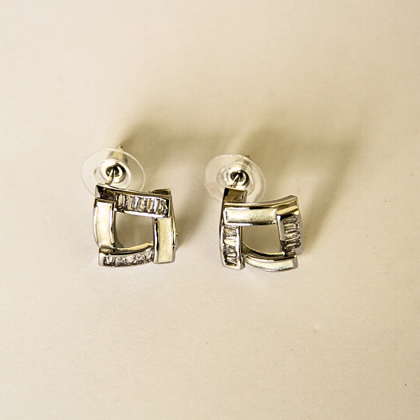 Minimalist Square Classic Box-Shape Silver Stud Earrings