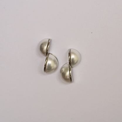 Silver-Toned Half Dome Pearl Earrings
